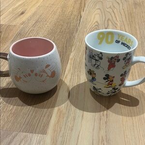 Disney Pink Interior & White 90 Years Mickey Patterned Mugs